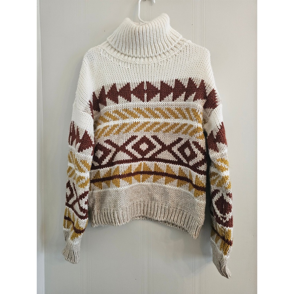 Anthropologie Elsamanda Sweater med Alpaca Wool Fair Isle Aztec Nordic Apres Ski